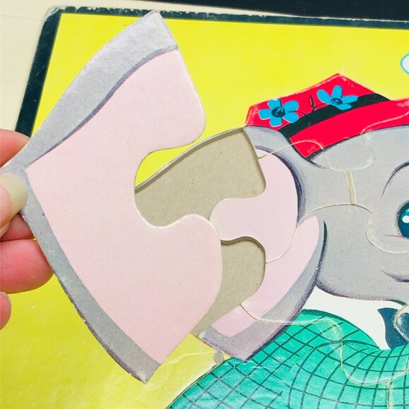 Vintage 60s Whitman Publishing Co. Anthropomorphic Elephant Frame Tray Puzzle - Picture 8 of 10